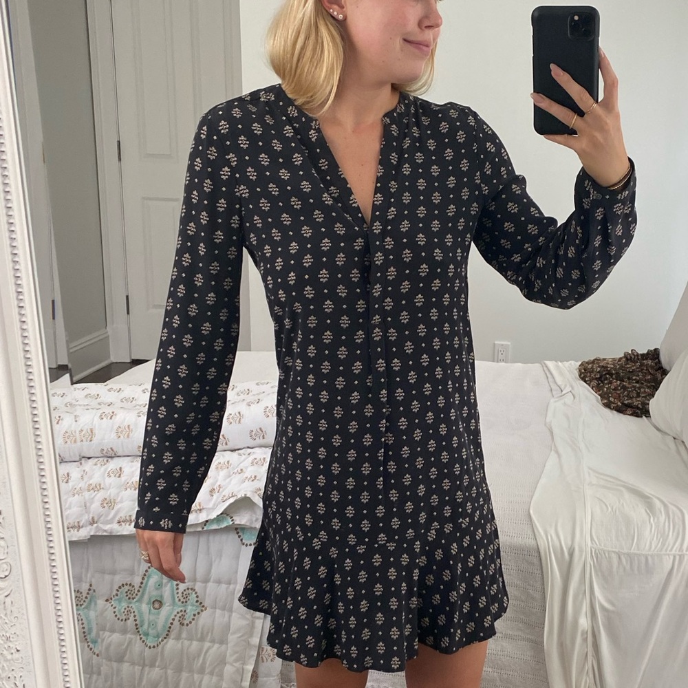 Joie Drop Waist Long Sleeve Silk Dress - size S